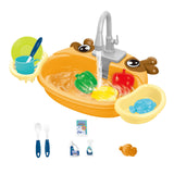 Kids Play Sink Toys with Running Water Dishwasher Toy for Birthday Gift Deer Orange