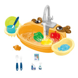 Kids Play Sink Toys with Running Water Dishwasher Toy for Birthday Gift Deer Orange