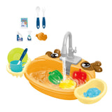 Kids Play Sink Toys with Running Water Dishwasher Toy for Birthday Gift Deer Orange