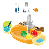 Kids Play Sink Toys with Running Water Dishwasher Toy for Birthday Gift Deer Orange