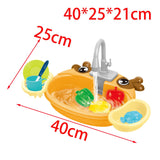 Kids Play Sink Toys with Running Water Dishwasher Toy for Birthday Gift Deer Orange