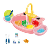 Kids Play Sink Toys with Running Water Dishwasher Toy for Birthday Gift Pig Pink