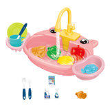 Kids Play Sink Toys with Running Water Dishwasher Toy for Birthday Gift Pig Pink