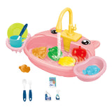 Kids Play Sink Toys with Running Water Dishwasher Toy for Birthday Gift Pig Pink