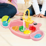 Kids Play Sink Toys with Running Water Dishwasher Toy for Birthday Gift Pig Pink