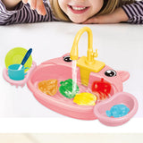 Kids Play Sink Toys with Running Water Dishwasher Toy for Birthday Gift Pig Pink