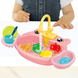 Kids Play Sink Toys with Running Water Dishwasher Toy for Birthday Gift Pig Pink