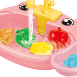 Kids Play Sink Toys with Running Water Dishwasher Toy for Birthday Gift Pig Pink