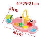 Kids Play Sink Toys with Running Water Dishwasher Toy for Birthday Gift Pig Pink