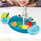 Kids Play Sink Toys with Running Water Dishwasher Toy for Birthday Gift Cow Blue