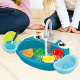 Kids Play Sink Toys with Running Water Dishwasher Toy for Birthday Gift Cow Blue