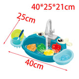 Kids Play Sink Toys with Running Water Dishwasher Toy for Birthday Gift Cow Blue