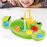 Kids Play Sink Toys with Running Water Dishwasher Toy for Birthday Gift Frog Green