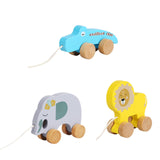 Pull Along Walking Toys Developmental Toy Cartoon Montessori Toys Boys Girls elephant