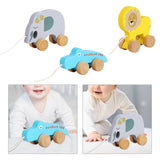 Pull Along Walking Toys Developmental Toy Cartoon Montessori Toys Boys Girls elephant