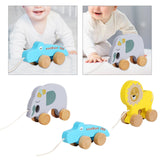 Pull Along Walking Toys Developmental Toy Cartoon Montessori Toys Boys Girls elephant