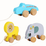 Pull Along Walking Toys Developmental Toy Cartoon Montessori Toys Boys Girls elephant