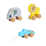 Pull Along Walking Toys Developmental Toy Cartoon Montessori Toys Boys Girls elephant