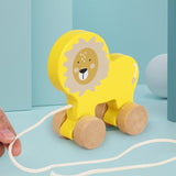 Pull Along Walking Toys Developmental Toy Cartoon Montessori Toys Boys Girls lion