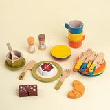 Wooden Toy Plates Dishes Cups Simulation Play Cutlery Plate Set for Children