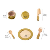 Wooden Toy Plates Dishes Cups Simulation Play Cutlery Plate Set for Children