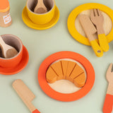 Wooden Toy Plates Dishes Cups Simulation Play Cutlery Plate Set for Children