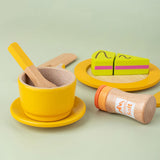 Wooden Toy Plates Dishes Cups Simulation Play Cutlery Plate Set for Children