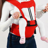 Baby Body Holder with Back Support Breathable for Mom Dad Travelling Newborn Red