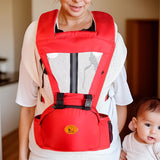 Baby Body Holder with Back Support Breathable for Mom Dad Travelling Newborn Red