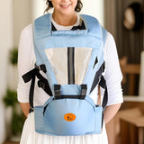 Baby Body Holder with Back Support Breathable for Mom Dad Travelling Newborn Light Blue