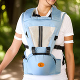 Baby Body Holder with Back Support Breathable for Mom Dad Travelling Newborn Light Blue