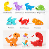 Wood Animal Blocks Montessori Dinosaur Animal Stacking Blocks Preschool