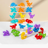 Wood Animal Blocks Montessori Dinosaur Animal Stacking Blocks Preschool