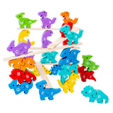 Wood Animal Blocks Montessori Dinosaur Animal Stacking Blocks Preschool