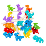 Wood Animal Blocks Montessori Dinosaur Animal Stacking Blocks Preschool