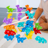 Wood Animal Blocks Montessori Dinosaur Animal Stacking Blocks Preschool