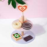 Kitchen Pretend Play Toy Wooden Dessert Cake Play Set Toys for Children Kids