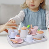 Kitchen Play Set Wooden Tea Set for Little Girls for Preschool Birthday Gift