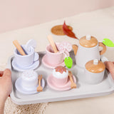 Kitchen Play Set Wooden Tea Set for Little Girls for Preschool Birthday Gift