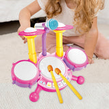 Kids Drum Set Developmental Musical Baby Toy for Children 6 12 18 Month Kids Pink