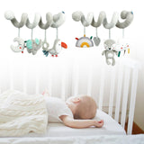 Baby Crib Hanging Rattle Cartoon Spiral Stroller Toy for Newborn Unique Gift elephant bird