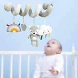 Baby Crib Hanging Rattle Cartoon Spiral Stroller Toy for Newborn Unique Gift fox clouds