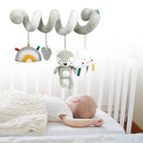 Baby Crib Hanging Rattle Cartoon Spiral Stroller Toy for Newborn Unique Gift fox clouds