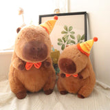 Capybara Stuffed Animal Plush Toy Decoration for Boys Girls Kids Adults with Hat 23cm