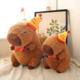 Capybara Stuffed Animal Plush Toy Decoration for Boys Girls Kids Adults with Hat 23cm