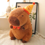 Capybara Stuffed Animal Plush Toy Decoration for Boys Girls Kids Adults with Hat 23cm