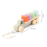 Montessori Toy Developing Toy Family Board Game Practical Wooden Trailer Toy Four Pillar Car