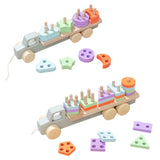 Montessori Toy Developing Toy Family Board Game Practical Wooden Trailer Toy Four Pillar Car