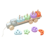 Montessori Toy Developing Toy Family Board Game Practical Wooden Trailer Toy Four Pillar Car