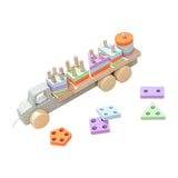 Montessori Toy Developing Toy Family Board Game Practical Wooden Trailer Toy Five Pillar Car